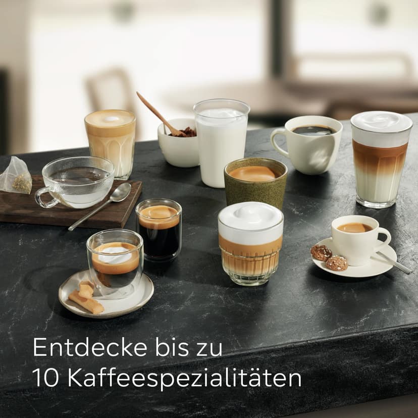 Siemens Fully Automatic Coffee Machine, EQ500 Integral, 10 Specialities, 2 Cups Simultaneously, Water Tank 1.9 L, Includes Brita Water Filter, Daylight Silver/Piano Lacquer Black - 7