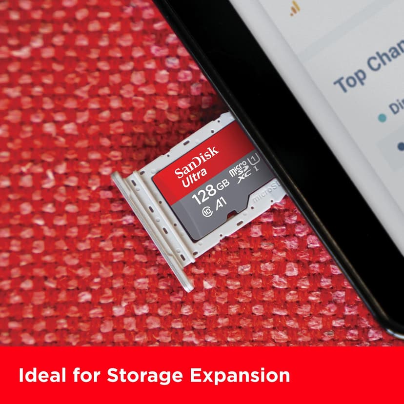 SanDisk 128GB Ultra microSDXC card + SD adapter, Memory card Full HD, up to 140 MB/s, For smartphones and Tablets, with A1 App Performance, UHS-I, Class 10, U1 - 4