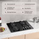 WEHIMO Gas Hob with 4 Burners, Built-in Gas Hob, 60 cm, Cast Iron Grill, 7800W, City Gas and Bottle, Black Glass - 9