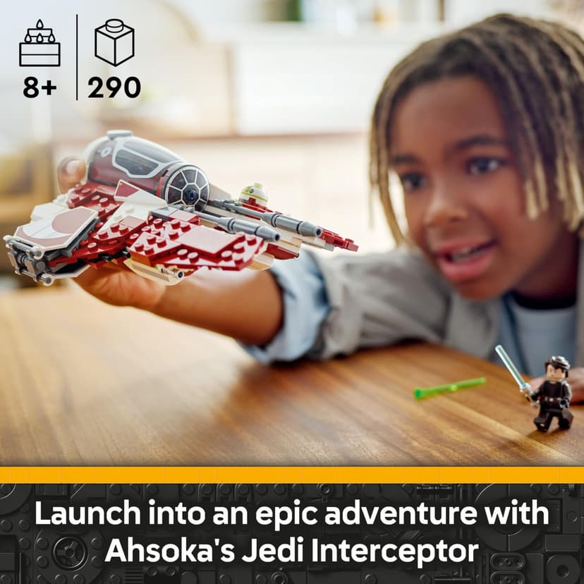 LEGO Star Wars Ahsoka’s Jedi Interceptor Building Toy Features 2 Minifigures with Lightsabers Incl. Anakin Skywalker, plus an R7-A7 Droid Figure for The Clone Wars Fans, 8+ Year Old Boys & Girls 75401 - 2