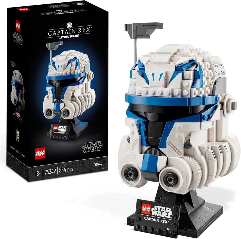 LEGO Star Wars Captain Rex Helmet Set, The Clone Wars Collectible for Adults, 2023 Series Model Collection, Memorabilia Gift Idea for Him or Her 75349 - 1