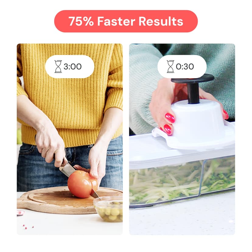 Fullstar Vegetable Chopper & Mandoline Slicer - Julienne Cutter Dicer Grater for Food Veg Onion Cucumber Tomato Salad Potato Cheese - Kitchen Gadgets & Accessories (Compact 6-in-1, White) - 3