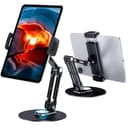 Lucrave Tablet Stand Holder for iPad, Adjustable with 360 Rotating Base for Desk, Aluminum Tablet Stand with 11" Arm Compatible with iPad Air/Mini, 10.2/9.7, Pro 11/13 and More, Black - 1