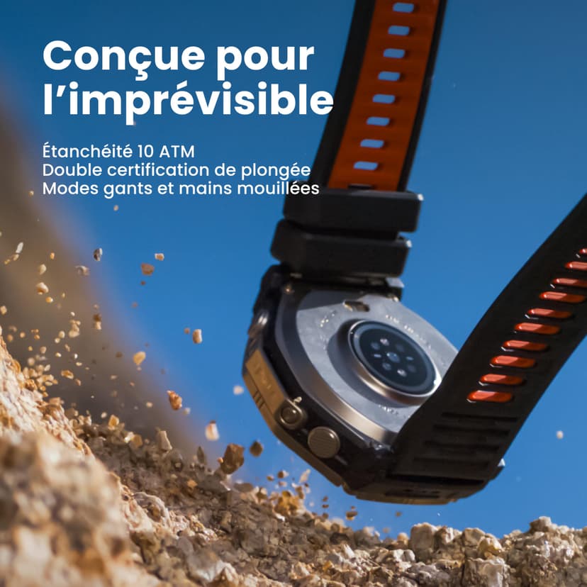 Amazfit T-Rex Ultra 2 Dual-Band GPS Outdoor Smart Watch, 51mm Ti Body, 1.5" Sapphire AMOLED Display, Flashlight, 30 Days of Battery, Offline Maps, 10 ATM, 180+ Sports Mode for Android & iPhone, Black - 6