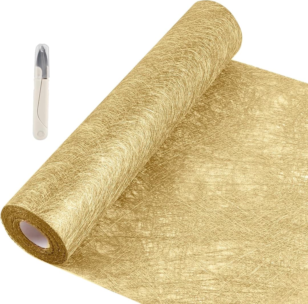 SWAWIS Nonwoven Table Runner Gold 30cmx20M - Birthday, Christmas, Wedding, Valentine's Day, Baptism & Festive Decoration