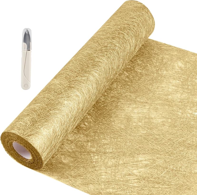 SWAWIS Nonwoven Table Runner Gold 30cmx20M - Birthday, Christmas, Wedding, Valentine's Day, Baptism & Festive Decoration - 1