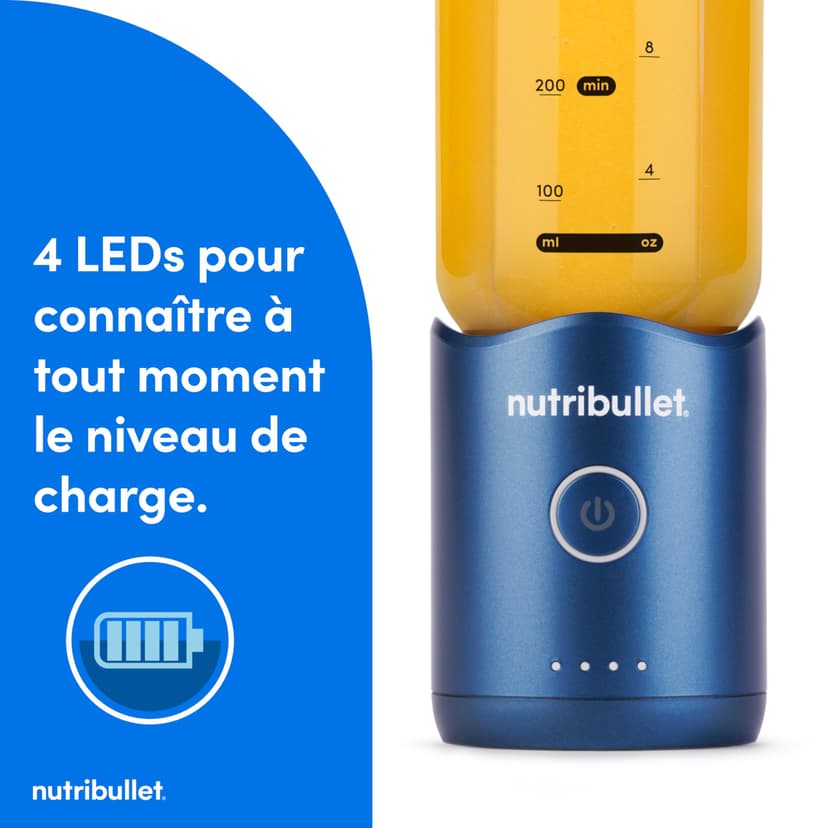 nutribullet Flex 590ml - Blender Portable pour Smoothies avec Couvercle à Bec, Mixeur Hachoir, Broie Glace et Fruits Surgelés, USB-C, Tasse sans BPA, Facile à Nettoyer, Bleu (NBP013BL) - 5