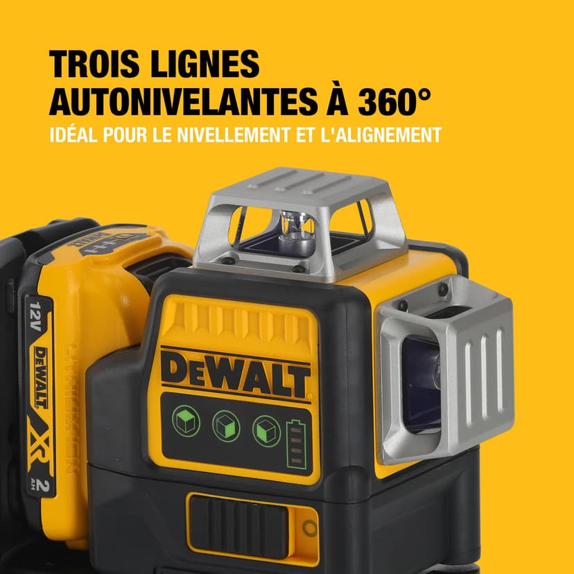 DEWALT - Laser en croix vert XR 12V 3x360°, avec 1x batterie 2Ah, DCE089D1G-QW - 4