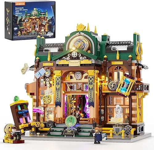 Lumibricks Ensemble de briques LED Bibliothèque Faille Temporelle – 3187 pièces Modèle fantasy Steampunk avec construction rapide et éléments mobiles, idéal pour adultes et adolescents