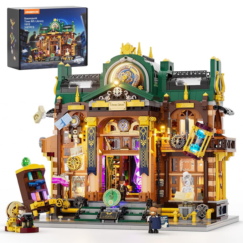 Lumibricks Ensemble de briques LED Bibliothèque Faille Temporelle – 3187 pièces Modèle fantasy Steampunk avec construction rapide et éléments mobiles, idéal pour adultes et adolescents - 1