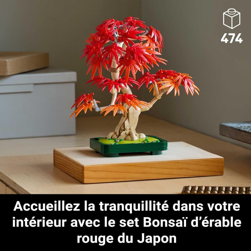 LEGO Botanicals Japanese Maple Bonsai Tree - Artificial Plant Building Kit for Adults with Red and Orange Leaves and Buildable Pot, DIY Office and Home Decoration, Gift for Women and Men 10348 - 2