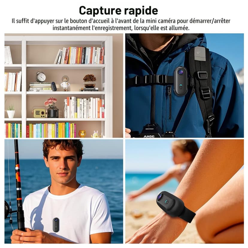 4K Mini Action Camera 128GB Thumb POV Portable Body Cam Wearable Video Recorder with IPX7 Waterproof Underwater Camcorder, Helmet Mount, Magnetic Sport DV for Bike Cycling, Pet, Vlogging(Black) - 6