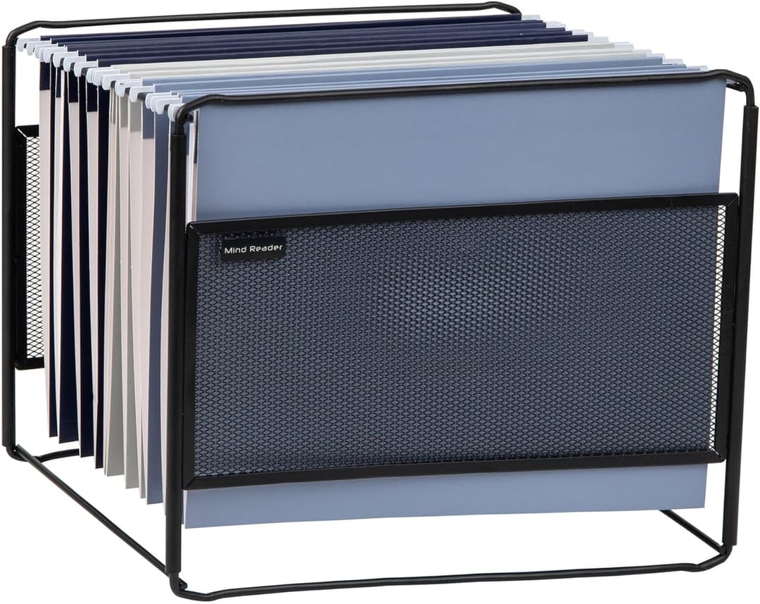 Mind Reader, portadocumenti da appendere, organizer da scrivania, per riporre oggetti, ufficio, rete metallica, 13" L x 9,75" L x 10,25" H, nero