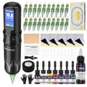 Solong Tattoo Kit 7 Stroke Speeds Professional Tattoo Machine Wireless with 1600mAh Power LED Display Rotary Tattoo Pen with 20pcs Tattoo Cartridges Needles and 7 Multicolor Ink SL-TKE200AUK-1 - 1