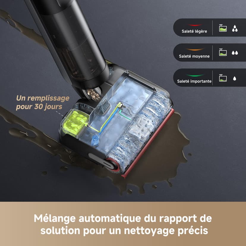 dreame H15 Pro FoamWash Aspirateur Laveur, Nettoyage Ciblé, Solution à Rapport Intelligent, Bras Robotisé IA 2.0, TangleCut 2.0, Lavage Intelligent de la Brosse, Séchage Intelligent - 4
