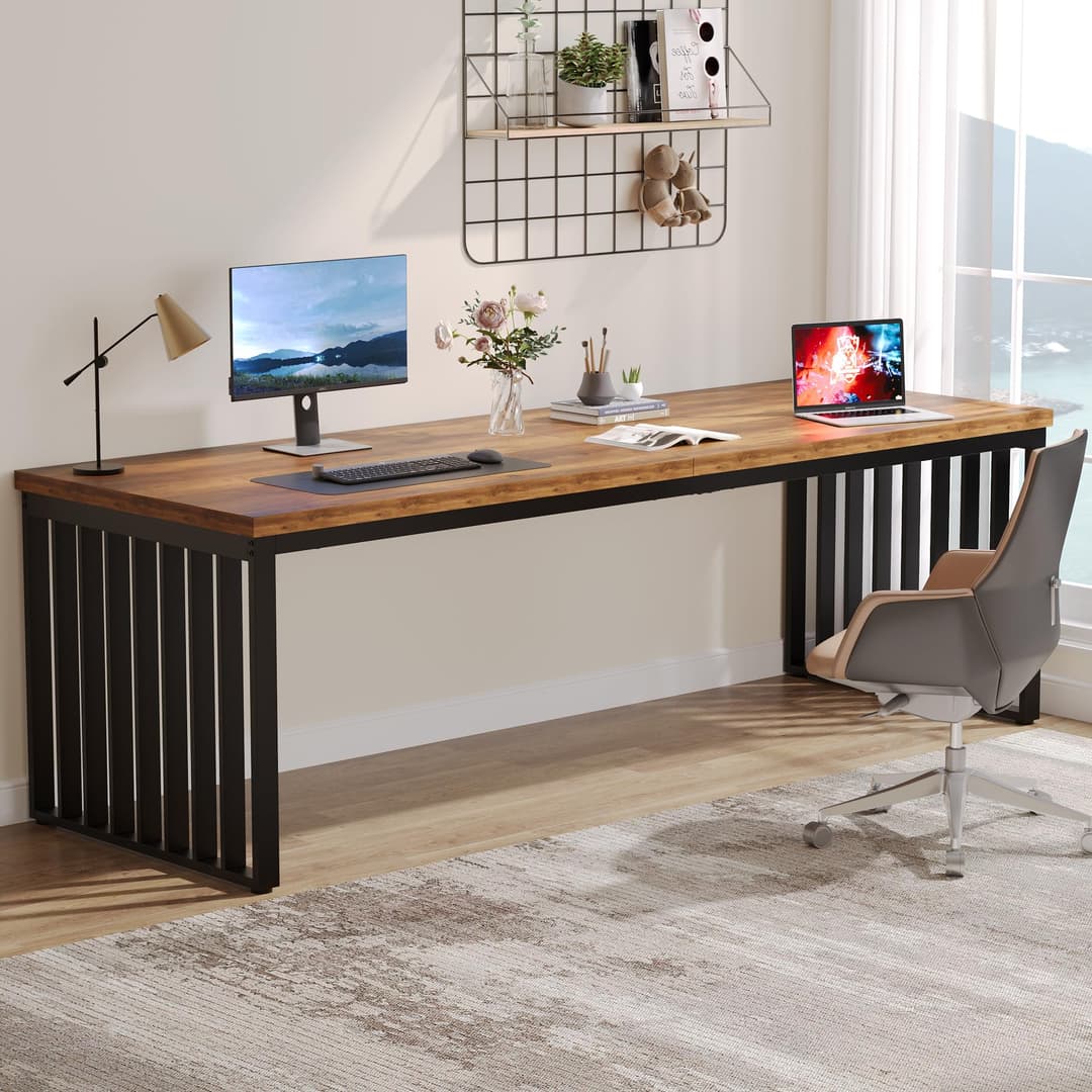 Tribesigns 180 cm Computer Desk, Desk with Heavy Duty Met…