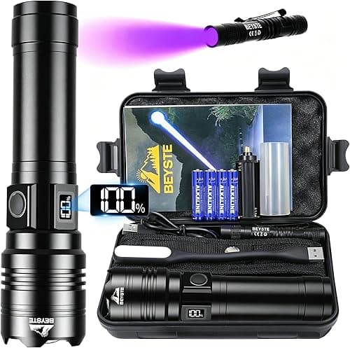 BEYSTE Taschenlampe LED Aufladbar 500,000 Lumen, 1520M Weitschuss-LED Taschenlampe Extrem Hell, Sehr Helle Taktische Taschenlampe Aufladbar USB C, Starke Taschenlampen Wasserdicht For Outdoor NotfäLle