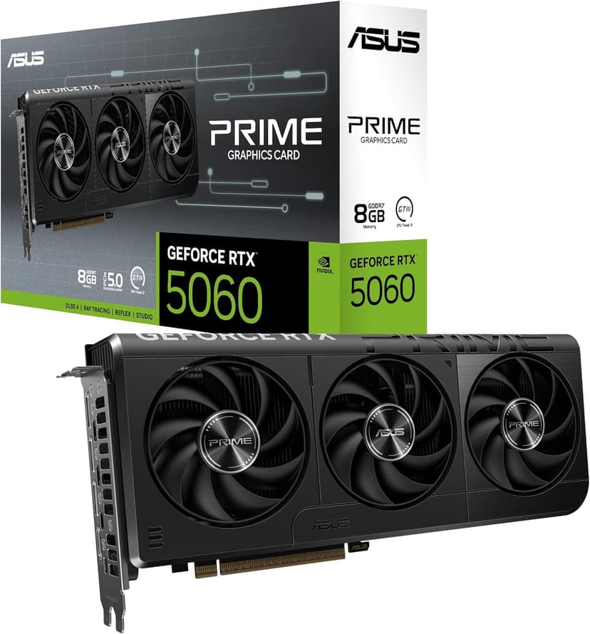 ASUS The SFF-Ready Prime GeForce RTX™ 5060 8GB GDDR7 Graphics Card (PCIe® 5.0, 8GB GDDR7, HDMI®/DP 2.1, 2.5-Slot, Axial-tech Fans, Dual BIOS) - 1