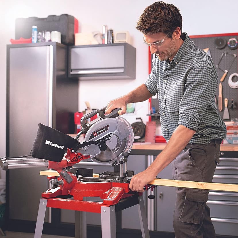 Einhell TC-SM 2531/2 U Pull Miter Saw (1900 W, 4,800 RPM, Ø254 x ø30 mm Saw Blade, Laser, Tilting Saw Head, Including HM Saw Blade), red - 2