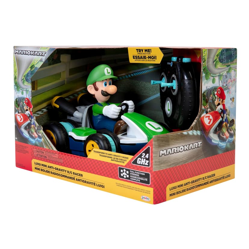 Nintendo Super Mario Kart 8 Luigi Anti-Gravity RC Racer, Official by Jakks Pacific, 360 spins, wheelies and drift! - Up to 100 ft. Range - For Kids ages 4+ - 4