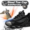 GemChve Chaussures de Sécurité Hommes Femmes Basket Légère Respirante Travail Antidérapante avec Embout en Acier Black 43 EU - 4