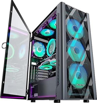 MUSETEX Boitier PC ATX pré-installé avec 6 Ventilateurs P…