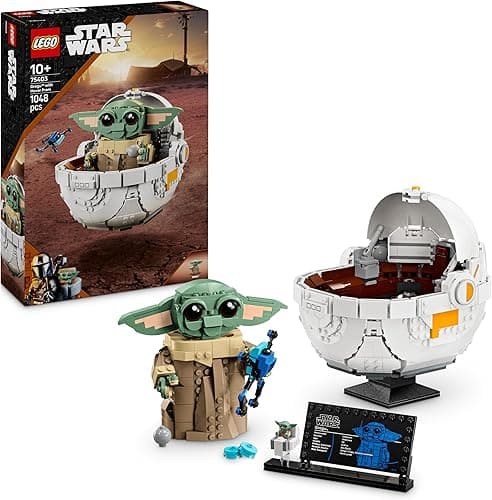 LEGO Star Wars 75403 Grogu with Hover Pram Building Toy Set, Collectible Character Figure for The Mandalorian TV Show Fans, Display Gift Idea for 10+ Year Old Boys & Girls