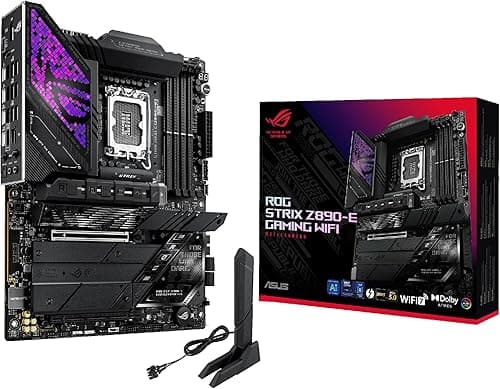 ASUS ROG Strix Z890-E Gaming WiFi – Carte mère Gaming Intel ATX (DDR5, 18+1+2+2 DrMOS, PCIe 5.0, 7 x M.2, WiFi 7, AI Overclocking, AI Networking II, Aura Sync RGB)