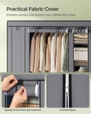 SONGMICS Fabric Wardrobe, Portable Wardrobe for Bedroom, Clothes Rail with Non-Woven Fabric Cover, Clothes Storage Organiser, 45 x 150 x 175 cm, 12 Compartments, Metal Frame, Grey LSF03G - 4