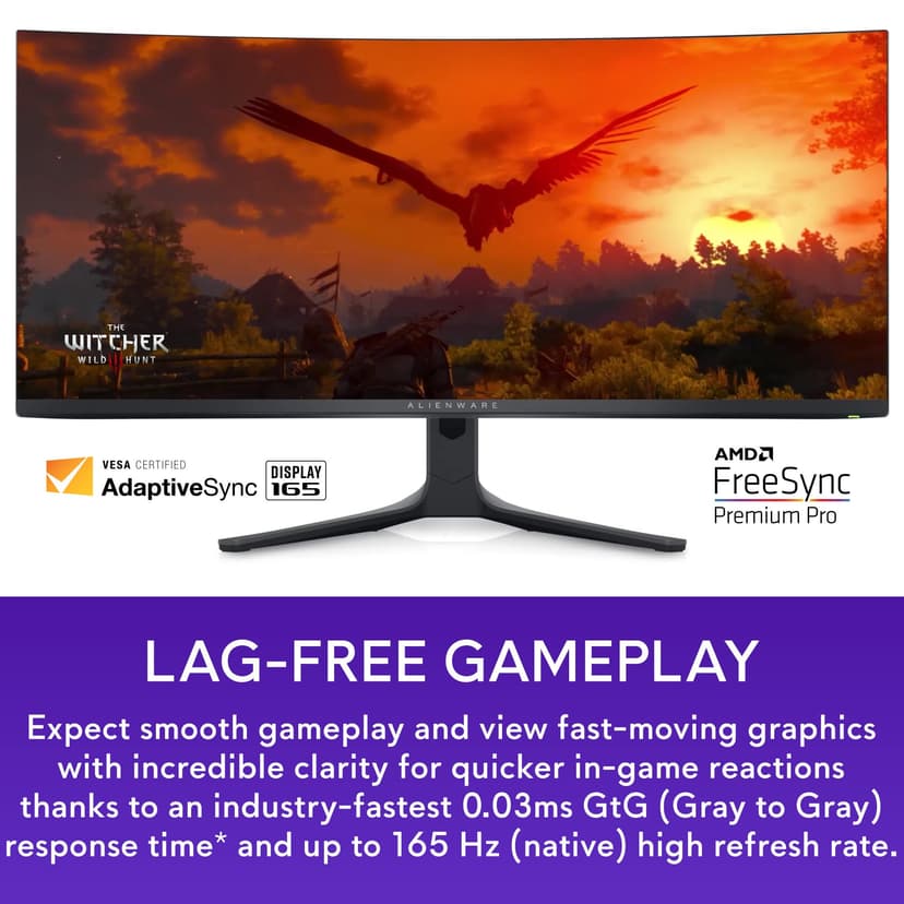 Dell ALIENWARE 34" CURVED QD-OLED Gaming Monitor - AW3423DWF, AlienFX lighting system, Response Time 0.1 ms, Anti-reflective, - 4