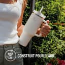 STANLEY Quencher H2.0 FlowState Mug Isotherme avec Paille 1.2L - Froid Pendant 11 Heures - Glacé Pendant 48 Heures - Thermos Lavable au Lave-Vaisselle - Gourde Inox Sans BPA - Cream Tonal - 9