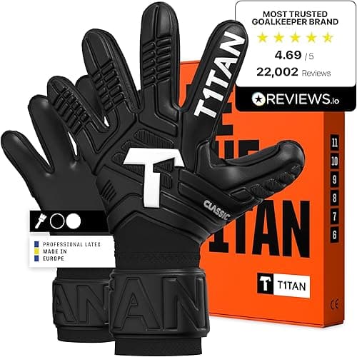 T1TAN Classic 1.0 Black-Out - Goalkeeper Gloves - without finger protection - Football gloves for goalkeepers - Size 8