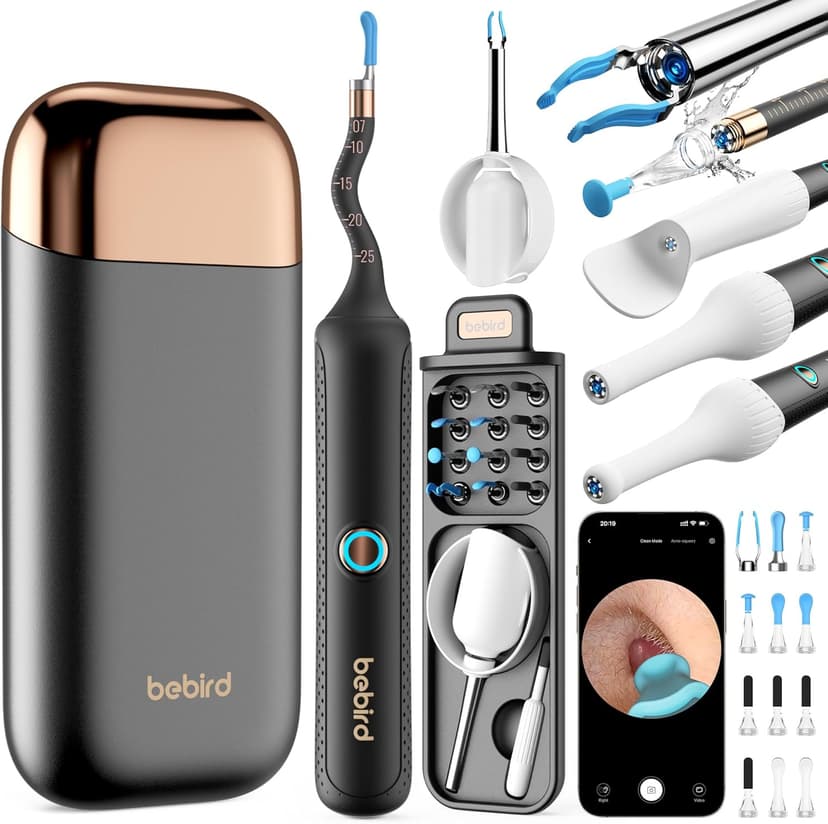 Bebird Earsight Plus Ear Wax Removal Tool Camera, Ear Cleaner with Flexible Wireless Ear Camera Otoscope, Painless Visual Ear Pick Tweezers Wax Remover, Portable Ear Cleaning Kit for Adults/Kids - 1