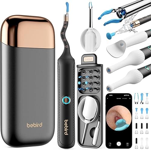 Bebird Earsight Plus Ear Wax Removal Tool Camera, Ear Cleaner with Flexible Wireless Ear Camera Otoscope, Painless Visual Ear Pick Tweezers Wax Remover, Portable Ear Cleaning Kit for Adults/Kids