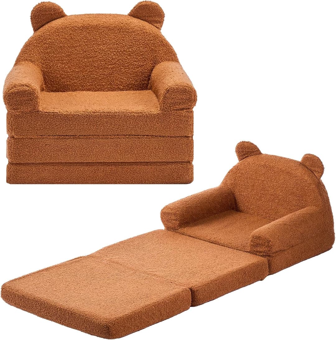 VEVOR Kids Chair Comfy, Monster Style Foam Toddler Chair with Armrests, Movable & Washable Kids Sofa Made of 28D Sponge & Teddy Plush for Playroom, Bedroom, Living Room, Ideal Present for Child, Blue