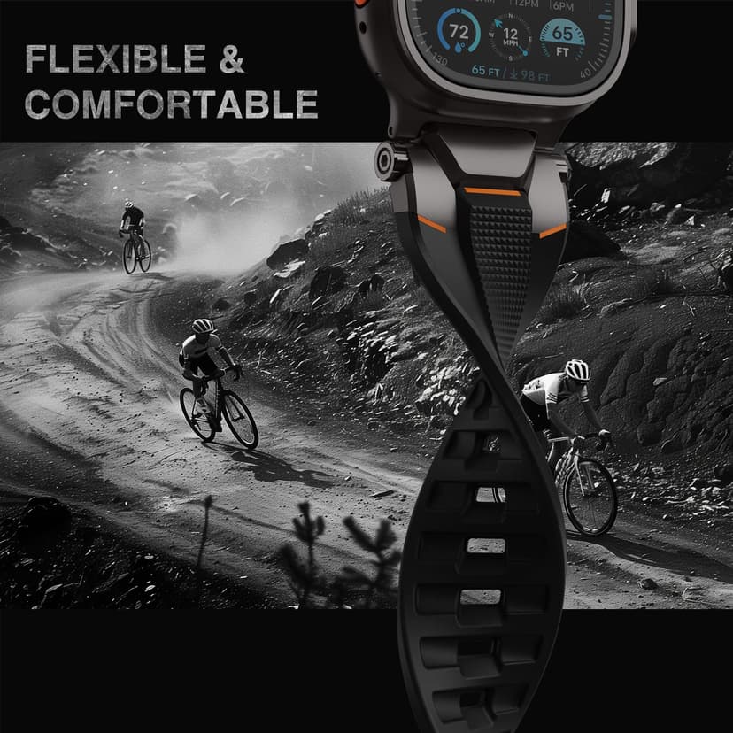 ULTIMAL Compatible with Apple Watch Ultra 2 Strap 49 mm, Compatible Apple Watch Straps Men, Sports Strap Watch Robust Premium - Metal (Black + Black) - 3