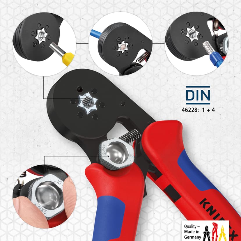 KNIPEX Self-Adjusting Crimping Pliers for Wire Ferrules with Lateral Access with Multi-Component Handles 180 mm, 97 53 14 - 3