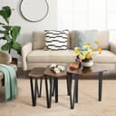 VASAGLE Nesting Coffee Table, Set of 3 End Tables for Living Room, Stacking Side Tables, Sturdy and Easy Assembly, Steel Frame, Industrial Style, Rustic Brown and Black LNT14BX - 2