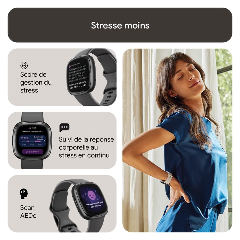 Google Fitbit Sense 2 Smartwatch per fitness e benessere con GPS integrato, fino a 6 giorni di autonomia e compatibile con Compatible with iOS 15 & Android OS 9.0 - 4