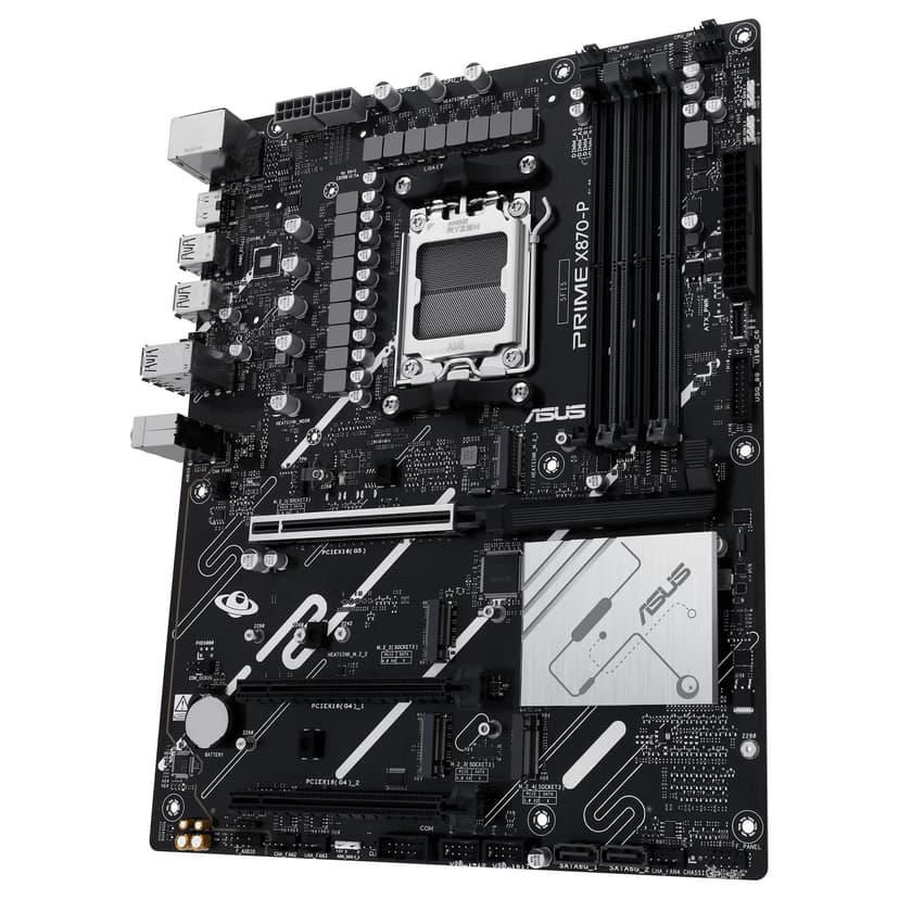 ASUS PRIME X870-P AMD ATX motherboard, 14-2-1(80A) power stages, PCIe 5.0 x16 slot with full support for next-gen graphics cards, four M.2 slots, DDR5 slots, PCIe Slot Q-Release - 9