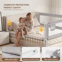 Baby Bed Barrier 140CM, Bed Rail for Children - Anti-fall, Adjustable Height, Easy Installation, Grey, 1pc - 2