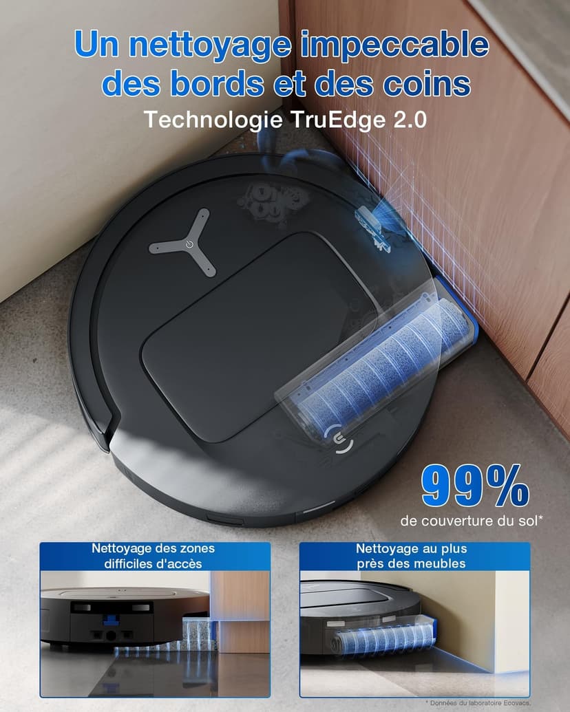 ECOVACS DEEBOT T80 OMNI Robot Vacuum Cleaner, 18,000 Pa, Instant Automatic Cleaning OZMO ROLLER, ZeroTangle 3.0, Wash in Hot Water 40-75°C, Hot Air Dry, Black - 5