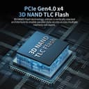 Ediloca EN870 SSD 4 to PCIe Gen4, NVMe M.2 2280, jusqu'à 7450 Mo/s, Disque SSD Interne, Cache SLC Dynamique, Compatible avec PS5 et PC - 3