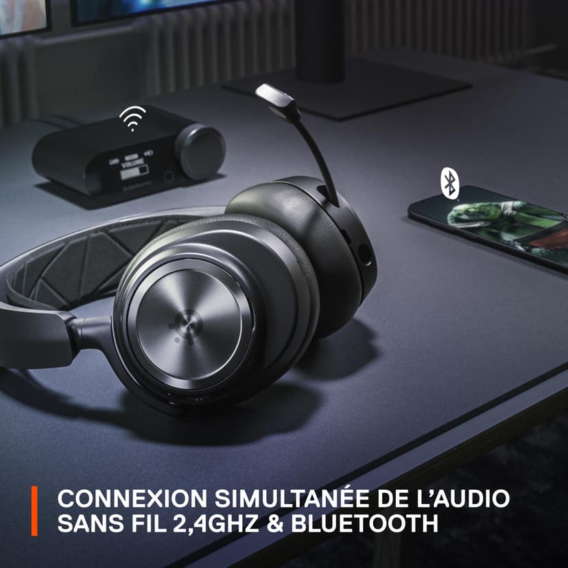SteelSeries Arctis Nova Pro Wireless - Casque gaming multi-système - Haut-parleurs magnétiques en néodyme - ANC - Autonomie illimitée - Micro ClearCast Gen 2 - PC, PS5, PS4, Switch, Mobile - 7