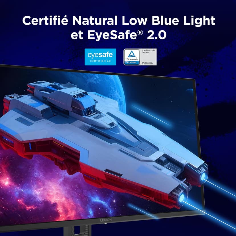 Lenovo Legion 27Q-10 OLED - Écran Gaming de 26.5" avec Eyesafe (QHD, QD-OLED, 240Hz, 0.03ms GtG, 2xHDMI+DP, AMD FreeSync Premium) - Réglage en Inclinaison - Noir - 3