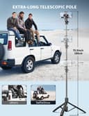 71" Phone Tripod & Selfie Stick, All in One Extendable Cell Phone Tripod with Wireless Remote, Travel Tripods Stand for iPhone 360° Rotation Compatible with iPhone Android, Camera - 2