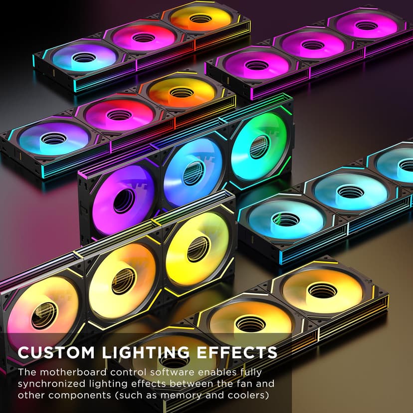 TZMRIT Interstellar-V2 Reverse Flow Infinity Mirror ARGB PWM PC Fans 120mm Black, Rgb Fan 120mm, Triple Pack - 7