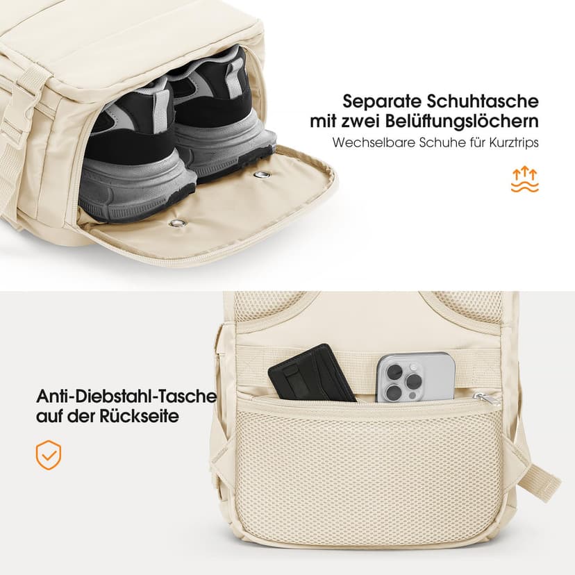 Ryanair – Sac de voyage à 12 poches sous le siège avec poche séparée pour chaussures pour homme et femme, 20 l (40 x 20 x 25 cm), Noir , 40x20x25, Sac à dos de voyage à main - 6