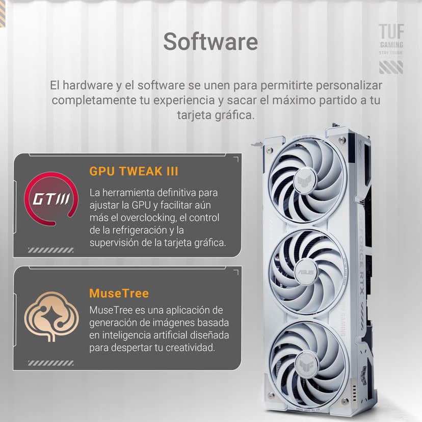 ASUS TUF Gaming GeForce RTX 5070 Ti 16GB GDDR7 White OC Edition Gaming Graphics Card (PCIe 5.0, HDMI/DP 2.1, 3.125 slot, military grade components, protective PCB coating, axial tech fans) - 7