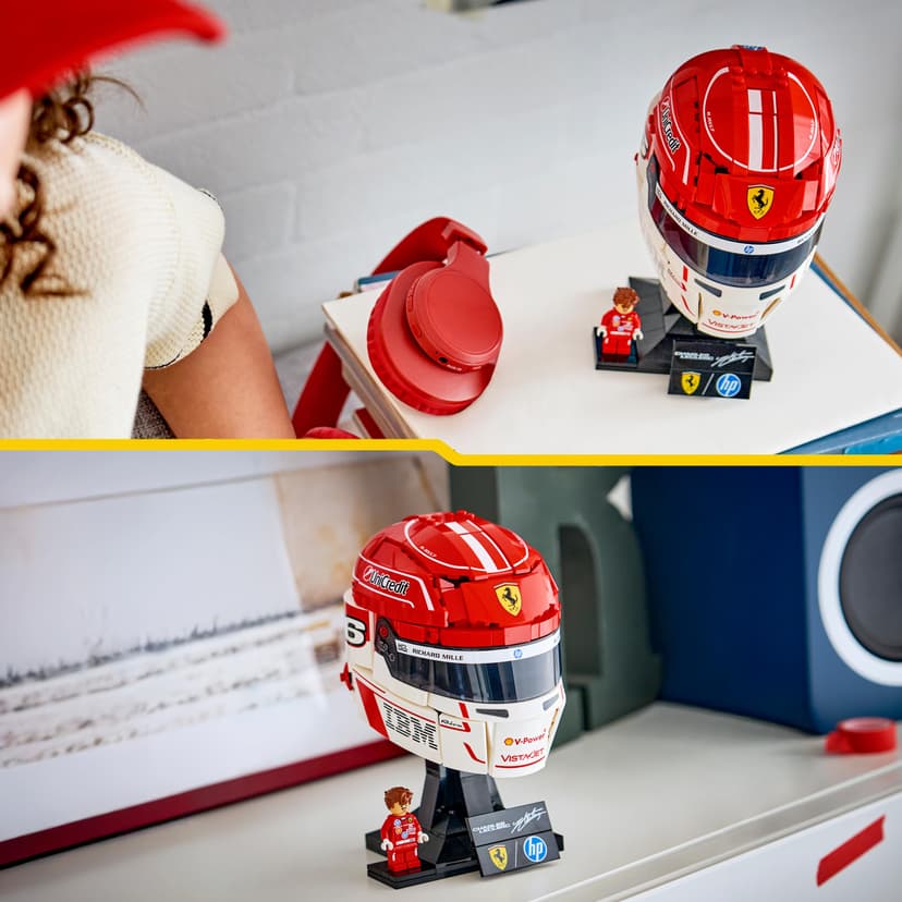 LEGO Editions Scuderia Ferrari HP Charles Leclerc Helmet - F1 Merchandise - Display Model Kit w/Collectible Minifigure - Gift for 14+ Year Old Boys & Adult Motorsport Fans - 43014 - 6